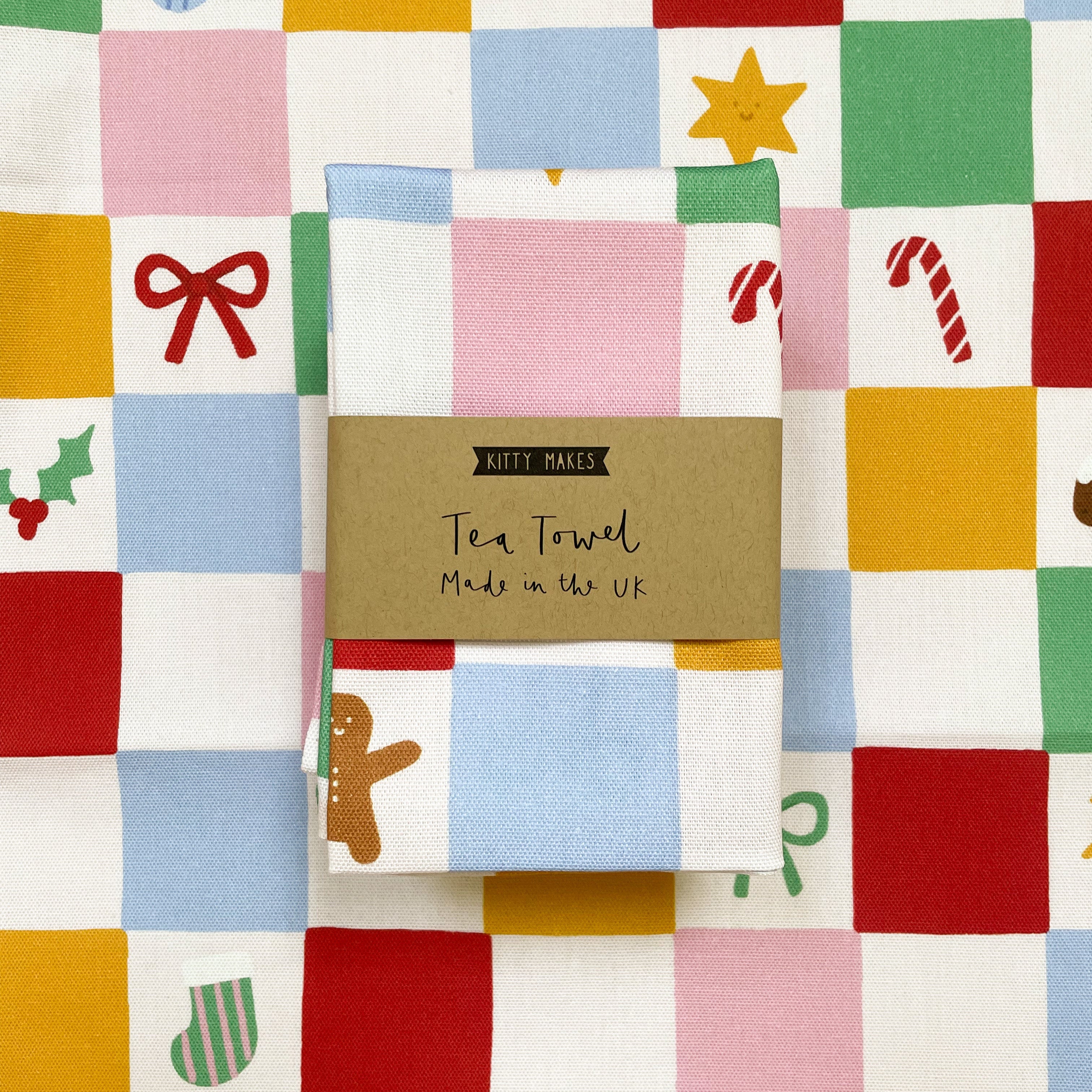 Christmas Check Tea Towel