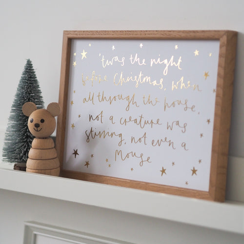 'Twas the night before Christmas Gold Foil Print