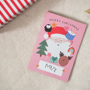Personalised Merry Christmas Card - Pink