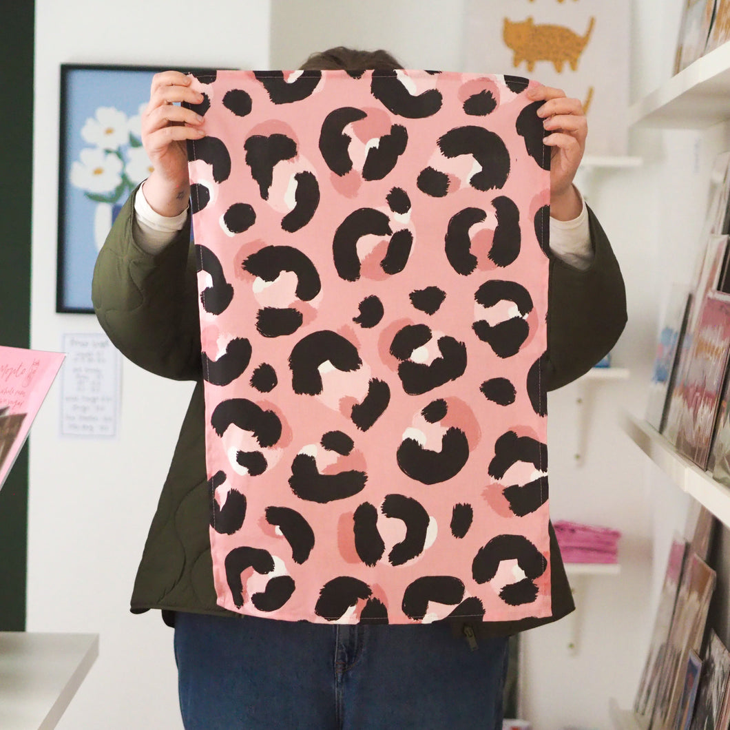 Pink Leopard Tea Towel