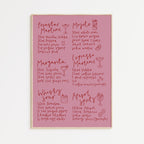Cocktail Recipes - Pink A3 Print