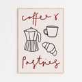 Coffee and Pastries Print - Red