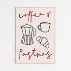 Coffee and Pastries Print - Red
