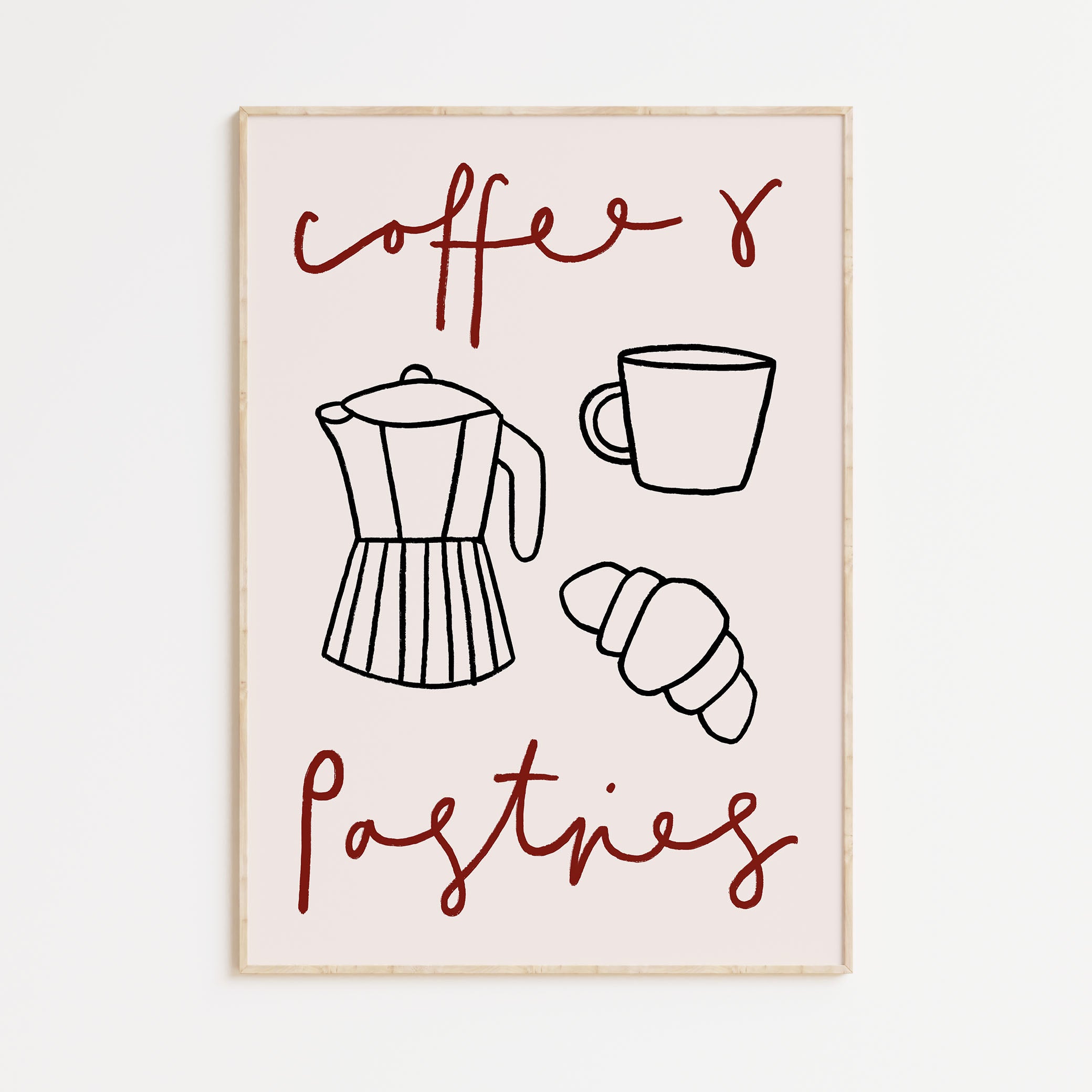 Coffee and Pastries Print - Red