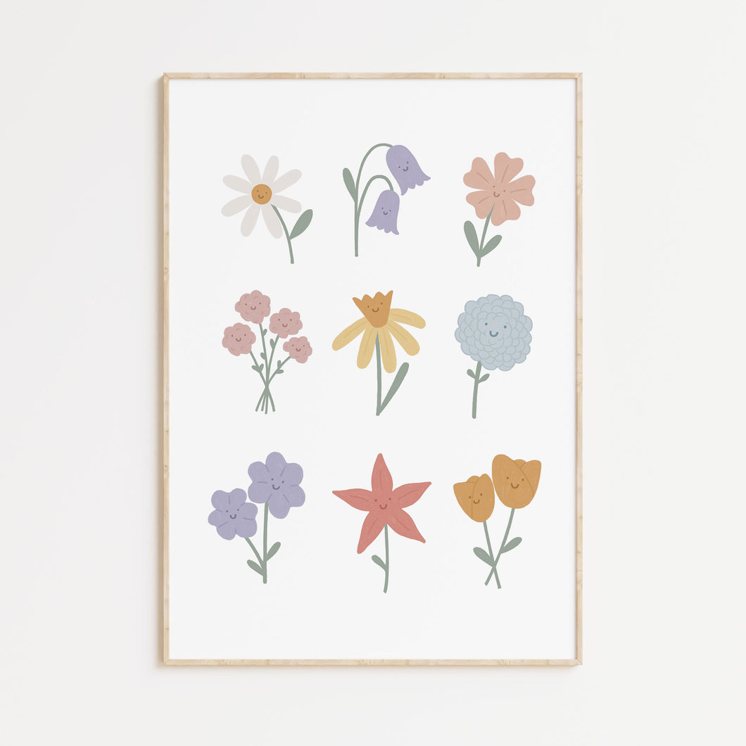 Happy Flowers A3 Print