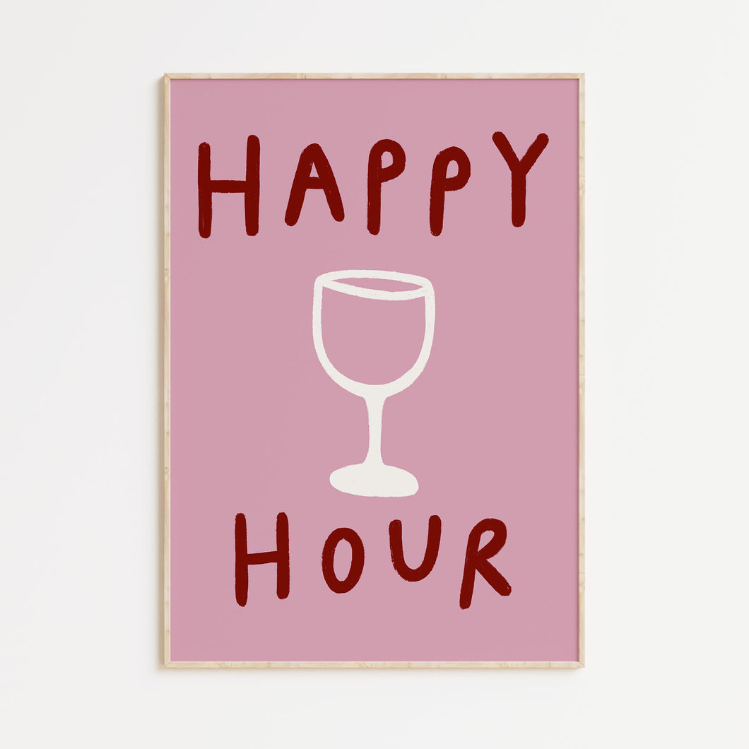 Happy Hour - Pink A4 Print