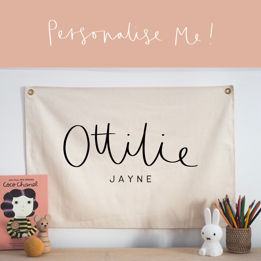 Personalised Wall Flag - Hand Lettering