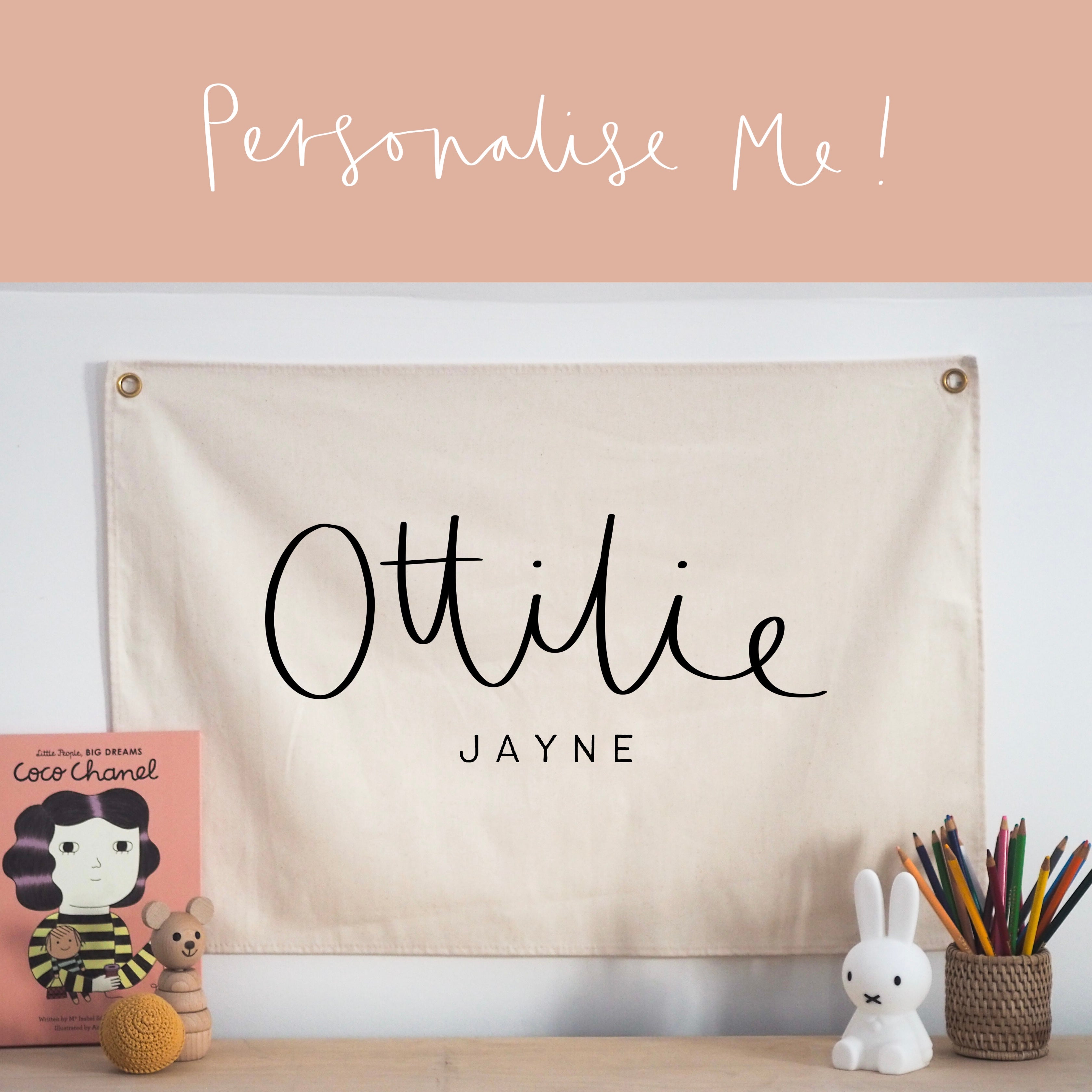 Personalised Wall Flag - Hand Lettering