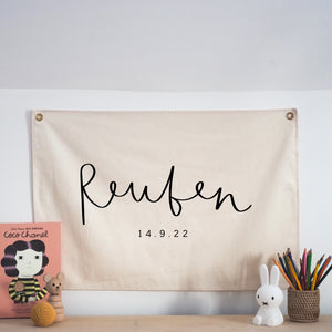Personalised Wall Flag - Hand Lettering