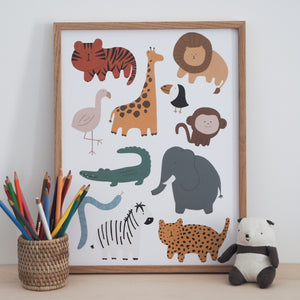 Safari Animals A3 Print