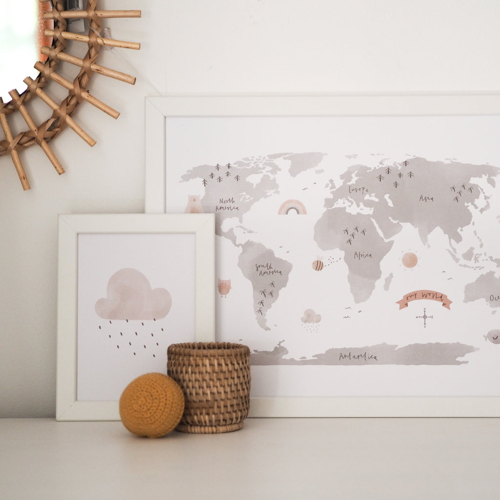 Neutral World Map Print