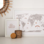 Neutral World Map Print