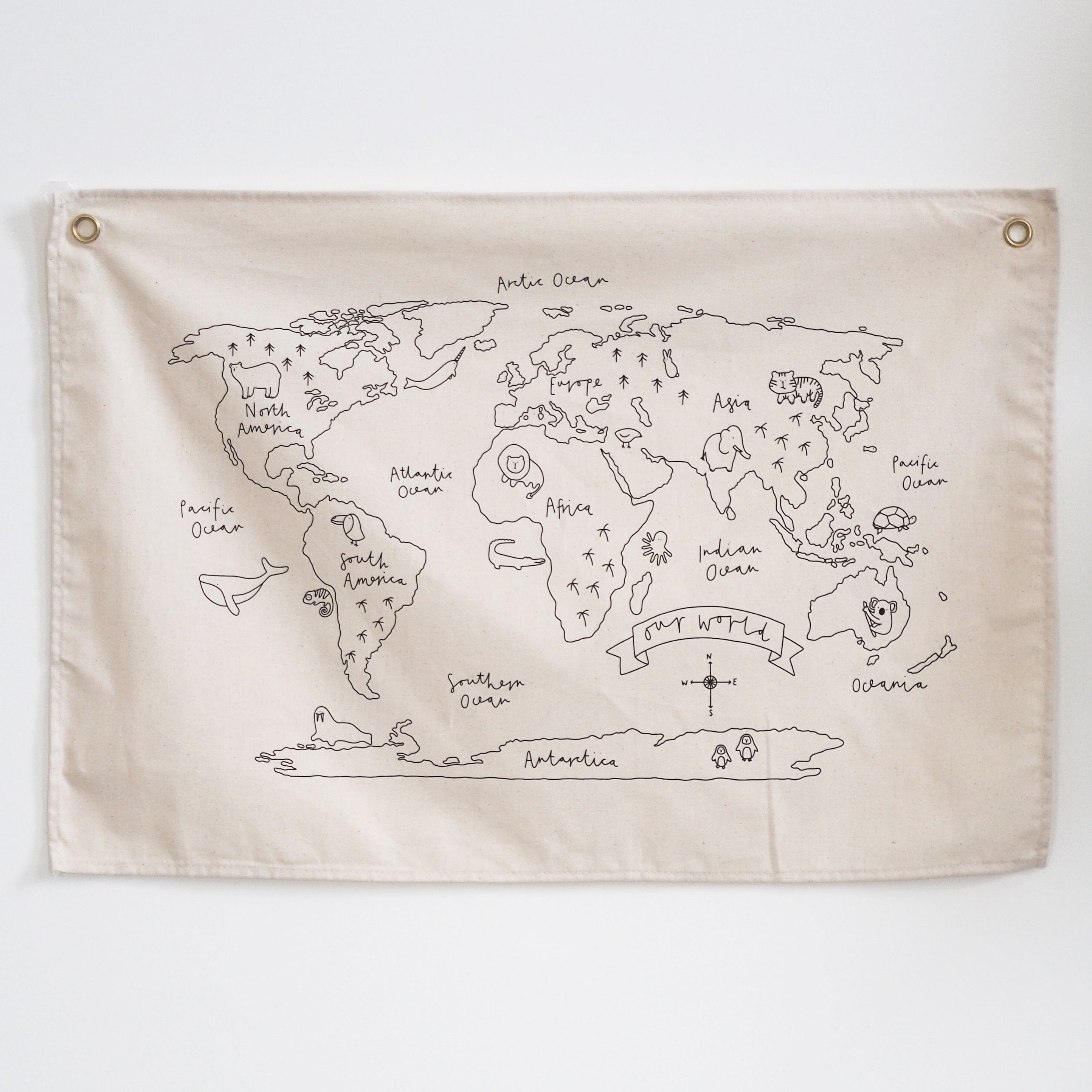 World Map Wall Flag