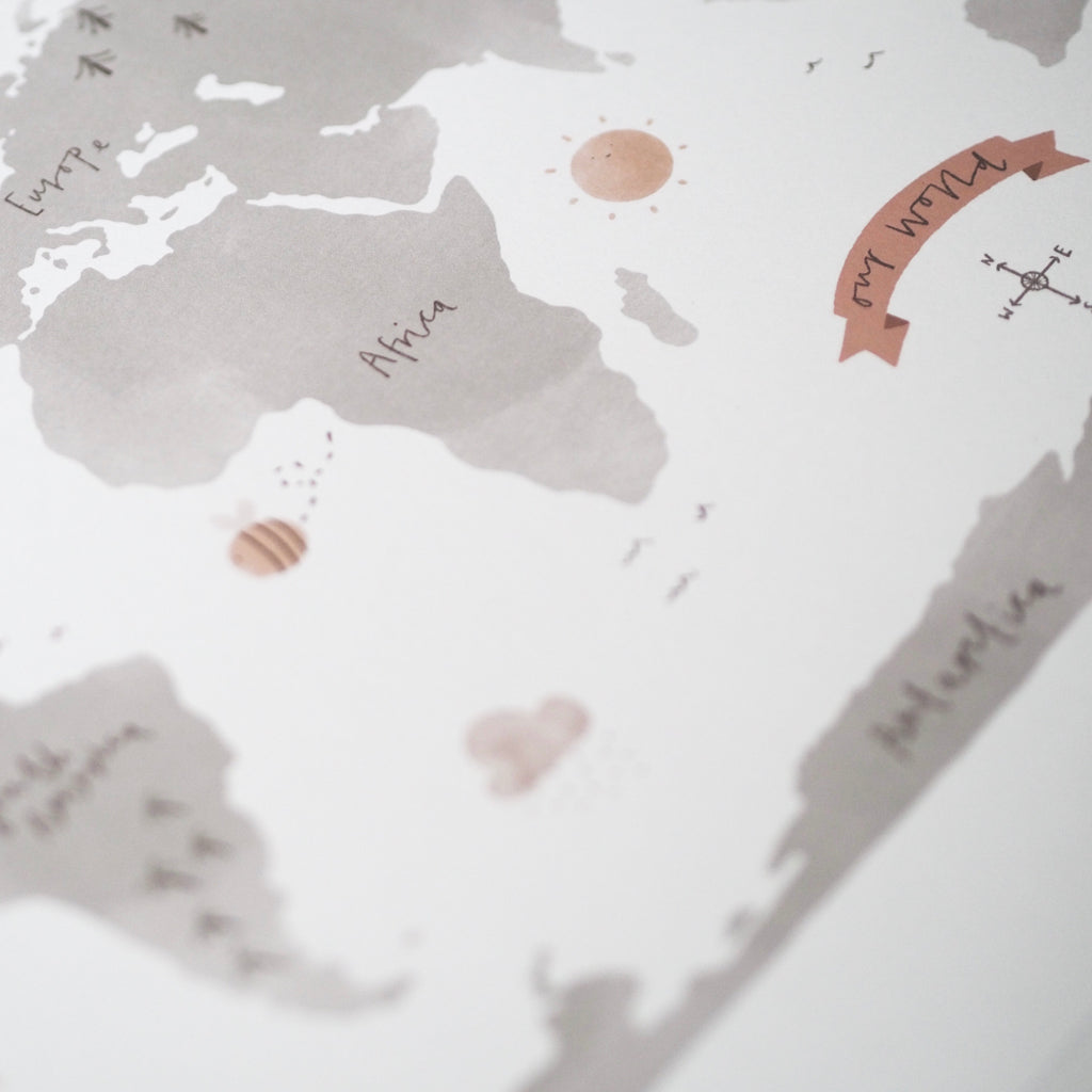 Neutral World Map Print
